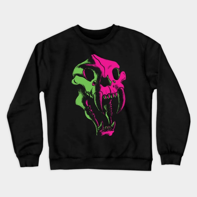 Sabertooth Skull Crewneck Sweatshirt by CliffeArts